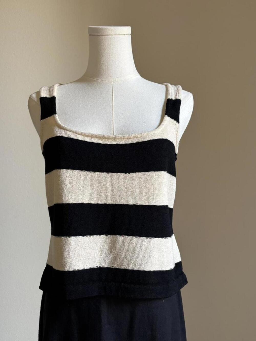 St. John black and white striped tank top